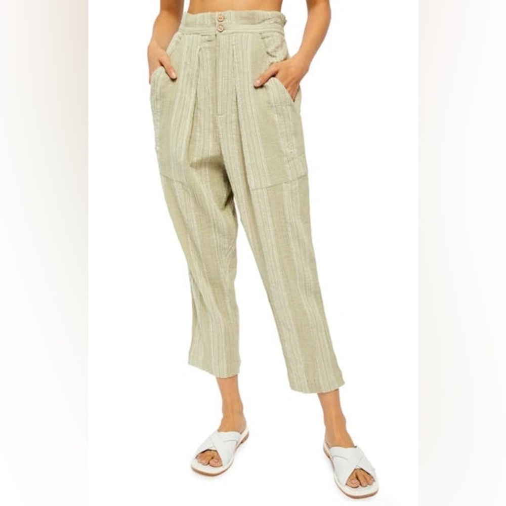 Free People Semi Sweet Cropped Pants - Sage Combo - 100% Cotton